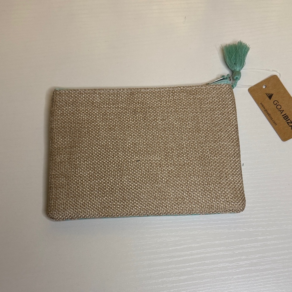 Goa Ibiza Turquoise and Tan Canvas pouch With Mandala Pattern - Picture 3 of 8